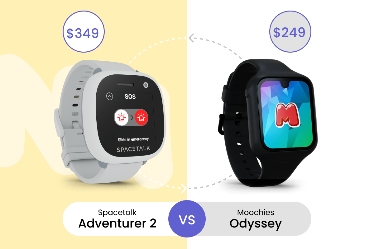 Spacetalk Adventurer 2 vs Moochies Odyssey - Sammenligning af pris, funktioner og sikkerhed