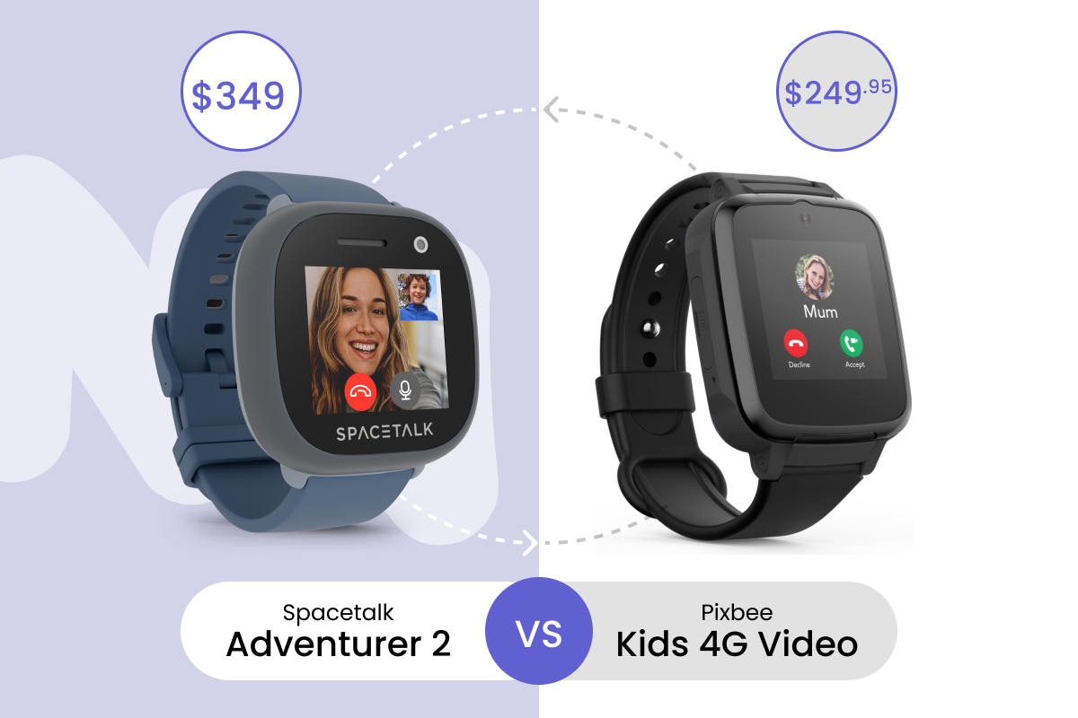 Spacetalk Adventurer 2 vs Pixbee Kids 4G Video Smart Watch - Sammenligning af pris, funktioner og sikkerhed