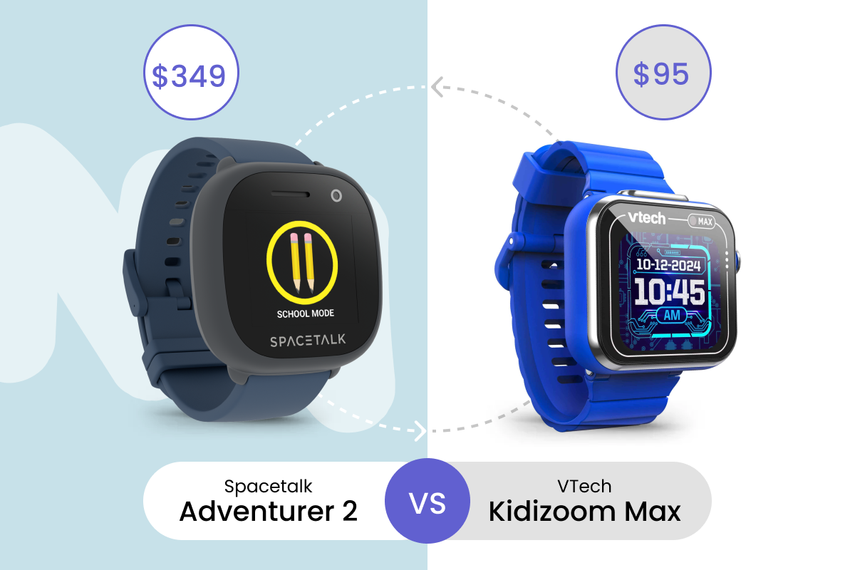 Spacetalk Adventurer 2 vs VTech Kidizoom Smart Watch MAX - Comparaison du prix, des caractéristiques et de la sécurité