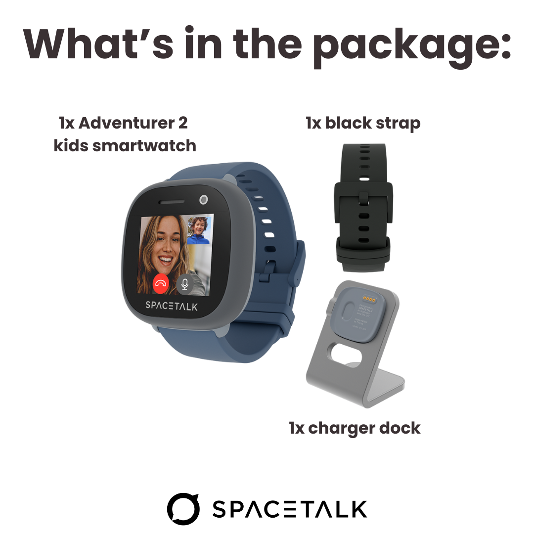 Spacetalk Adventurer 2 Essential Bundle (Smartwatch + Black band strap + Charging Dock)